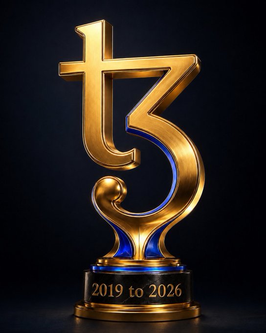 A 3D rendering of a golden trophy with blue accents on a black base, featuring the text '2019 to 2026'.