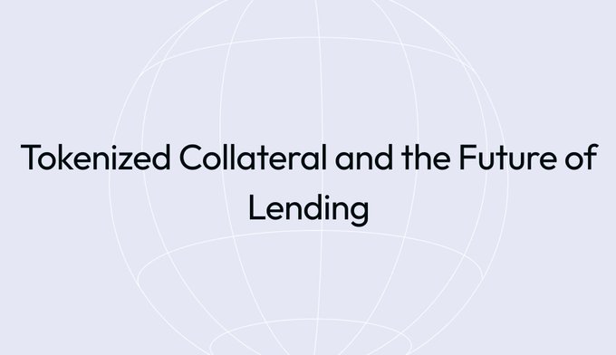 A presentation slide with a globe graphic displays the title 'Tokenized Collateral and the Future of Lending'.