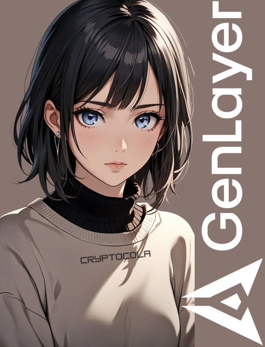 An anime-style illustration of a dark-haired woman wearing a cream sweater with "CRYPTOCOLA" text and an earring, alongside vertical "GenLayer" text and logo on the right. The image accompanies a discussion about Yaps and the importance of building for failure paths rather than just successful ones, suggesting a promotional or commentary graphic about engagement challenges on platforms like Kaito.
