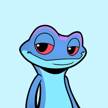 A cartoon illustration of a blue gecko or lizard character with half-lidded red eyes and a sly expression, set against a light blue background. The image doesn't appear to contain any visible text or tickers, but it could serve as a playful mascot-style avatar to accompany the bullish crypto post about $SNEK.