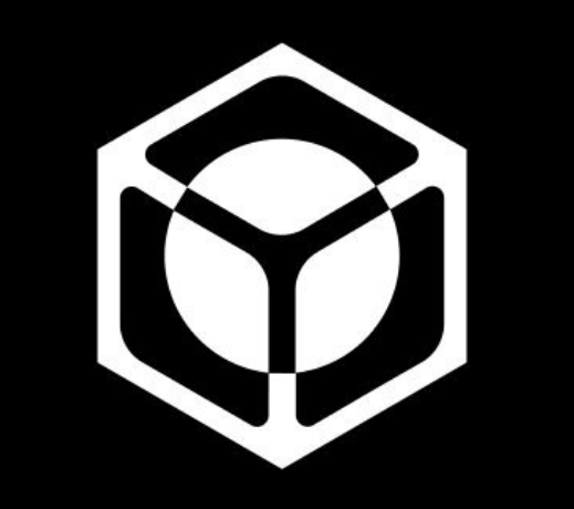 A black and white geometric logo featuring a hexagon with a circular 'Y' shape inside.