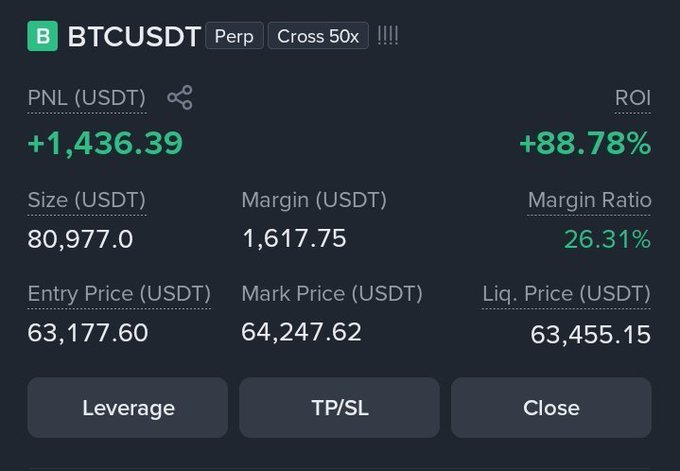 !"In just in ! $BTC is back Target: $4K profit on this trade Calling $75K by month end Let's see if it plays out"
