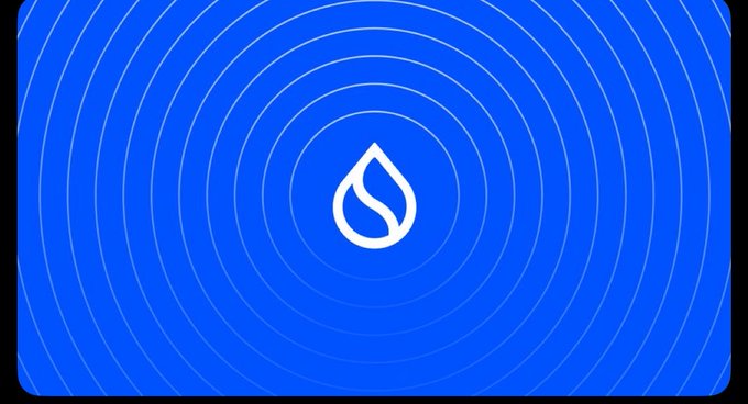 The Sui cryptocurrency logo, a white water drop symbol on a blue background with concentric circles.
