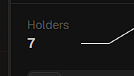 A dark interface panel displays the text "Holders" with the number "7" alongside a simple line graph.