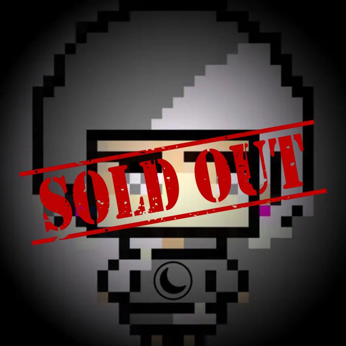 The image features a small, cartoon-like character wearing a white shirt with black text that reads "SOLD OUT" written in red ink. The character appears to be standing against a dark background or screen, which emphasizes its presence. The image also contains some text that says "@xrpcafe". This suggests that the post might have been created by someone who wanted to share their artwork or gaming experience with others on social media platforms like Twitter or Instagram.

The character's design and the use of red ink for "SOLD OUT" indicate a playful, artistic approach to sharing information about an item being sold out. The image could be used as a form of digital art or as a way to communicate a message related to online shopping or limited edition items.