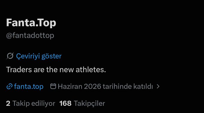 A Twitter/X profile for "Fanta.Top" (@fantadottop) displaying the bio "Traders are the new athletes," with the website fanta.top, joined in June 2026, following 2 accounts and having 168 followers. The image appears to be a profile screenshot, likely supporting the accompanying post about an early whitelist (WL) form submission for a trading-related project.