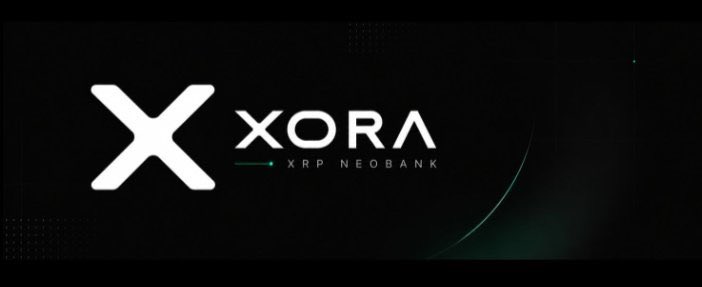 A dark banner featuring a stylized white "X" logo alongside the text "XORA" and "XRP NEOBANK" serves as the branded header for an introductory post explaining how XORA generates yield payouts on XRP.