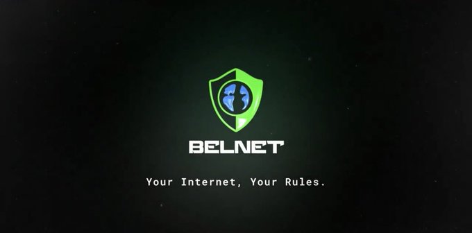 The image displays the BELNET logo—a green shield with a globe icon—set against a dark, starry background, accompanied by the tagline "Your Internet, Your Rules."

This visual reinforces the post's theme, as BELNET is one of the privacy-focused products within the Beldex ecosystem the author highlights alongside BChat, Beldex Browser, and BNS.