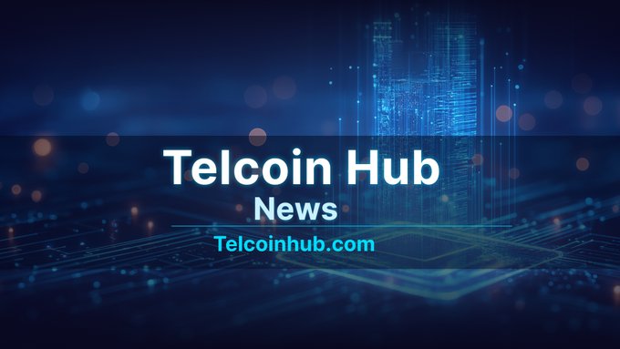 A futuristic digital banner with a glowing blue microchip and circuit board background displays the text "Telcoin Hub News" and "Telcoinhub.com." The tech-inspired graphic aligns with the post's announcement of new Telcoin ($TEL) articles and news coverage, visually reinforcing the brand's digital and blockchain-focused identity for the #TELfam community.