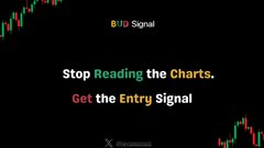 A dark advertisement for 'BUSD Signal' reads 'Stop Reading the Charts. Get the Entry Signal' with small candlestick charts visible.