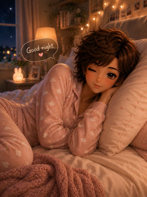 The image features a cartoon girl wearing pajamas, lying down on her bed with her head resting on a pillow. The caption of the image reads "Good night!" which suggests that the girl is getting ready for bedtime or has just finished her nighttime routine. The post also mentions Quip network and their focus on computing and security in the context of a post-quantum world, indicating an interesting connection between the girl's pajamas and the content of the image.