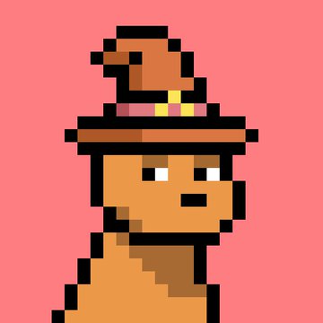 The image features an anthropomorphized cartoon character wearing a brown hat with a gold emblem, giving it a wizard-like appearance. The character has a face and appears to be looking off into the distance or at something out of frame. The background is pink, which contrasts with the brown color of the character's hat and adds visual interest to the image. There are no texts present in the image, but there is a caption that reads "Wizards × ape 20 lucky holders → OG GTD spots. Raffle will be hosted in the 86 Discord soon! It pays to be a @doginaldogs Wizard!".