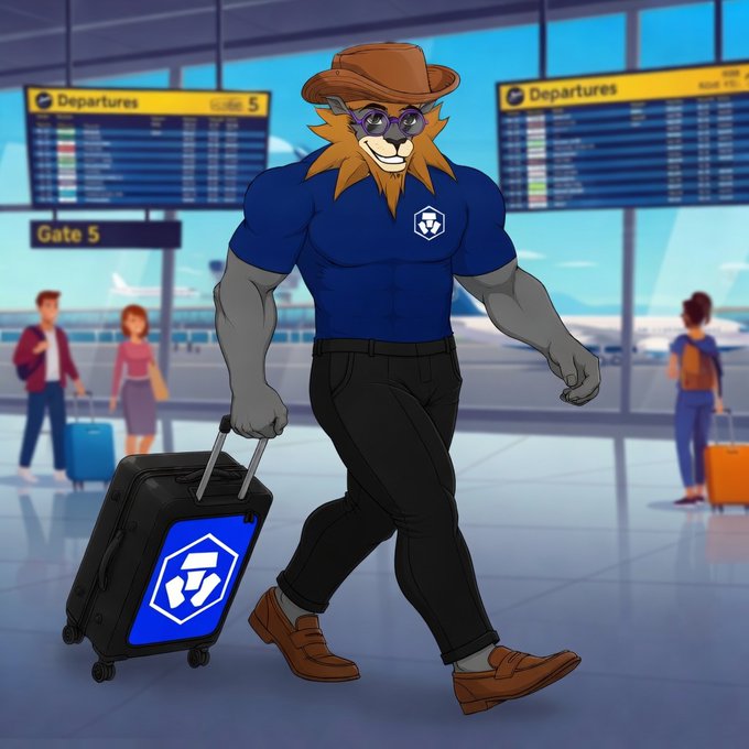 The image features a cartoon character, likely a lion or a tiger, walking through an airport with luggage behind him. The character appears to be dressed in a suit and hat, giving off a professional appearance. There are several people around the character, some of whom have luggage as well. A suitcase can also be seen near the center-left side of the image.

The post is about travel tips for summer plans, which suggests that the image might be related to promoting a travel app or service. The character in the image could represent an avatar from the app, showcasing how users can benefit from using the app by getting travel deals and earning cashback on their purchases.