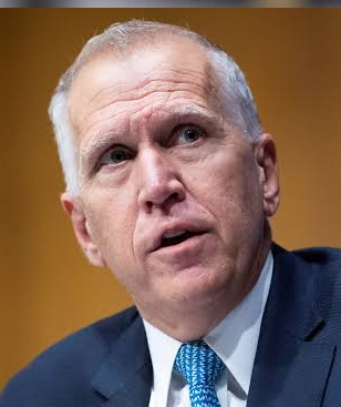 Senator Thom Tillis speaks during a hearing, with the accompanying news noting his warning that the Clarity Act will fail unless the White House compromises on ethics language.