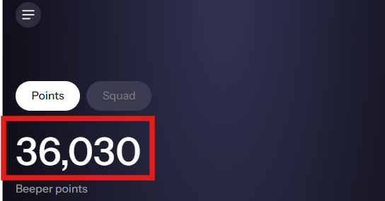 The image shows a screenshot of an app that displays information about points earned from trading activities. The main focus of the image is a blue screen with white text, which reads "36,030 Points" followed by a red number indicating the total number of points earned. Below this, there are two buttons labeled "Squad" and "1000 SUI", suggesting that the user has completed a squad or achieved a certain number of points in the form of 1001 SUI. The image also includes a small caption at the bottom providing additional information about the app's features.