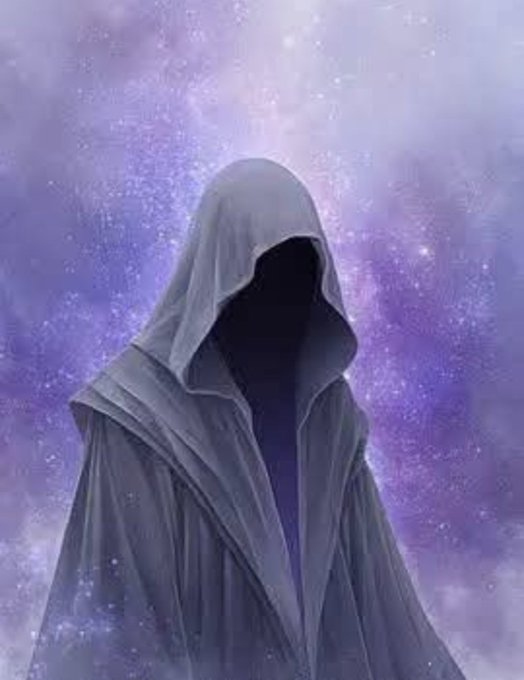 A hooded, faceless figure draped in a flowing gray cloak stands against a cosmic purple and blue backdrop, evoking mystery and anonymity. This ethereal imagery mirrors the post's theme of a transformative, enigmatic shift in the crypto world toward a "Crypto-Agnostic" era, symbolizing the unknown future of blockchain beyond simple Bitcoin trading.