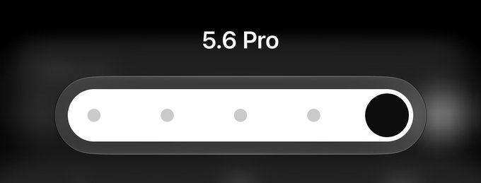 The image displays "5.6 Pro" text above a sleek loading indicator with a black circular marker on the right side. This visually represents the "5.6 Sol Pro" model mentioned in the post, which the author favors over the standard "5.6 Sol" for its superior accuracy and well-formatted responses.