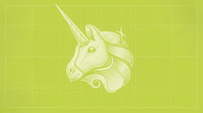 This image shows the Uniswap unicorn logo on a green background with a grid overlay, symbolizing the approval of the $BACKED V4 hook by Uniswap.
