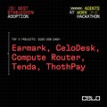 A graphic listing a Game of the Week between South Africa and England on October 16th, 7:25 AM ET at Twickenham Stadium, featuring sponsors Earmark, CeloDesk, Compute Router, Tenda, and ThothPay.