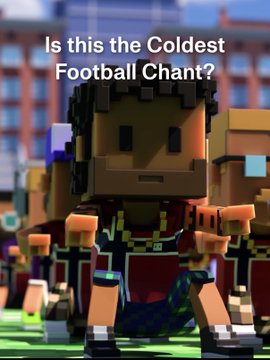 Minecraft-style blocky character with the caption 'Is this the Coldest Football Chant?' suggesting a stylized video game depiction.
