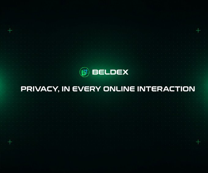The Beldex logo appears with the slogan 'PRIVACY, IN EVERY ONLINE INTERACTION' against a dark green background.