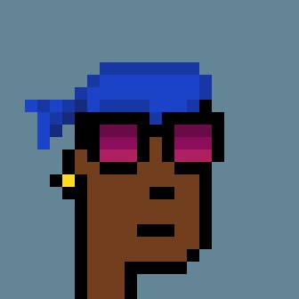 A pixelated profile portrait of a dark-skinned character wearing a blue cap and magenta sunglasses appears against a blue background, evoking the stylized NFT avatars that match the post's greeting to "punks, squigs, apes, stonkbrokers, and argonauts."