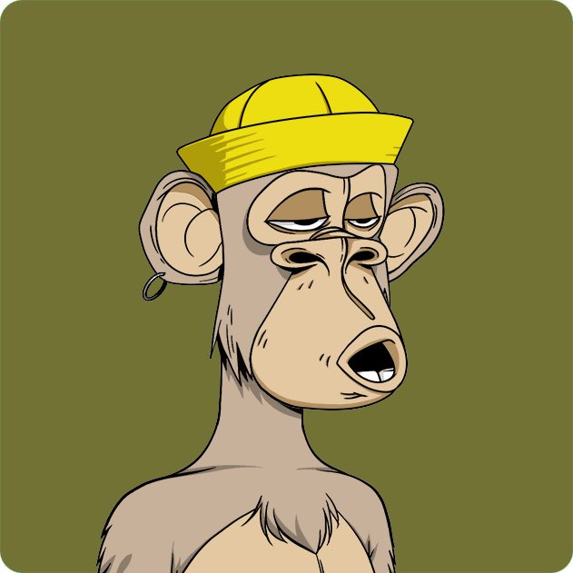 The image features a cartoon monkey wearing a yellow hat and a yellow shirt. The monkey appears to be bored or disinterested, with its mouth open as if making a funny face. The background of the image is green, which contrasts with the monkey's attire. There are no texts present in the image.