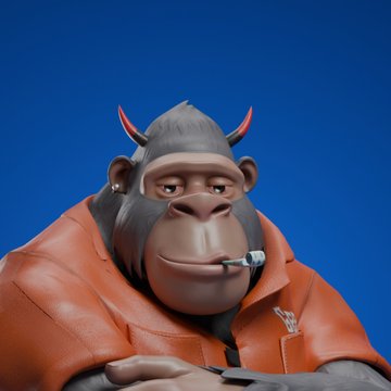 A stylized 3D-rendered ape character wearing an orange jacket smokes a cigar against a blue background, embodying the laid-back "APE" persona referenced in the post's message about loyalty to the ApeChain community.