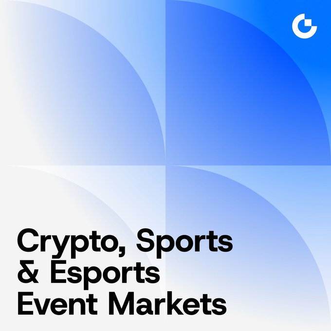 A promotional graphic with a blue gradient background featuring overlapping circular shapes and the "G" Gate logo in the top right corner, with bold black text in the bottom left reading "Crypto, Sports & Esports Event Markets." The image visually ties into the post's theme by highlighting how Gate's event markets unite cryptocurrency trends, traditional sports, and esports into a single trading platform.