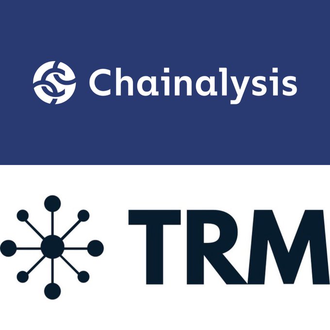 This image is a logo that comprises the brand "Chainalysis" in white against a dark blue background, and in black against white are the letters "TRM" with a distinct icon to the left. It seems to be a brand advertisement that was possibly shared in connection with an article about Chainalysis Government Solutions filing a lawsuit against the U.S. Immigration and Customs Enforcement and the Department of Homeland Security. In this case, these agencies awarded a sole-source contract to TRM Labs bypassing competitive bidding. The logo of Chainalysis is also featured in this article due to the company's involvement in this legal matter and the possible implications it has for government procurement policies.