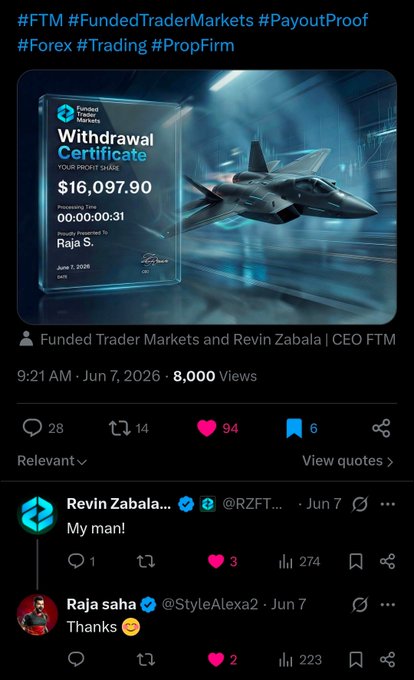 The image features a screenshot of a twitter conversation between two people discussing the current state of trading markets. One person's name is Raja Sadha, and she has posted a message that says "@StyleLegale2 @ZB4R @JFTM. It' s pretty difficult to see $16000 nowadays it's a normal routine at FTM. Talkless of the processing time, no one comes close". Another person in the conversation is mentioned as @myman. The image captures a moment where the two individuals are talking about trading and sharing information about the markets.