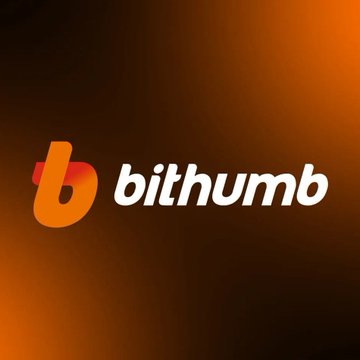 The image displays the Bithumb logo, featuring a stylized orange and red "b" emblem next to the white "bithumb" wordmark, set against a dark orange gradient background. The logo represents the South Korean cryptocurrency exchange mentioned in the accompanying post about its planned 2028 IPO and its past BTC distribution blunder.