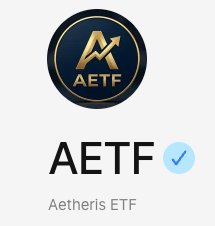 The image shows a logo for Aegean Family, which is a company that specializes in cryptocurrency trading services. The logo features an upward-pointing arrow and the letters "AETF" written below it. The text "Aetheris EFT" is also present on the image.