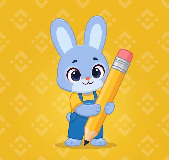 A cute cartoon illustration of a blue bunny wearing overalls, hugging a large yellow pencil on a yellow patterned background. The image perfectly captures the "Ready to write the next chapter, one lesson at a time" message, as the adorable bunny armed with a pencil symbolizes readiness to learn and create.