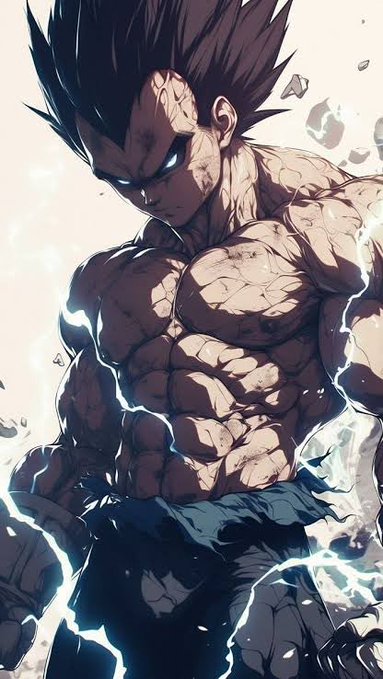 The image features a muscular man with a serious expression, possibly a character from a fighting anime or video game. He has a lightning bolt tattoo on his arm, which adds an element of power and intensity to his appearance. The background appears to be a white surface, but there are some splatters of water in the top left corner that could represent rain or other weather elements. The image also contains text that reads "Power levels building. Patience. $ETH". This suggests that the man might be on a quest for power and strength, facing challenges along the way as he builds up his abilities to overcome obstacles and enemies.