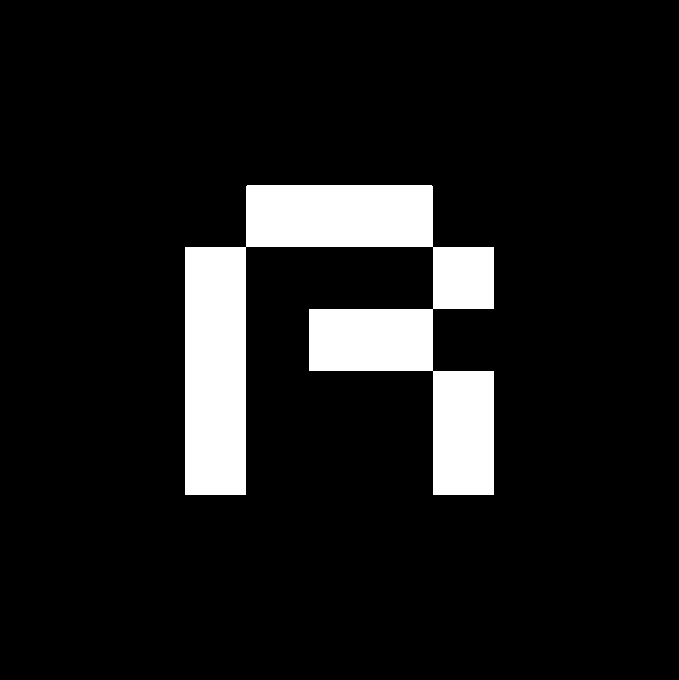 A pixelated image on a black background displays the letter "R" formed by white grid squares. The image relates to the post as a birthday tribute to Ethereum, where "R" likely stands for the Raster 11x11 project mentioned, and the pixel-art aesthetic reflects the 11x11 grid format used to create the artwork.