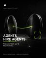 An album or single cover art titled 'AGENIS : MORE AGENTS' featuring a dark design with headphones and green string lights.