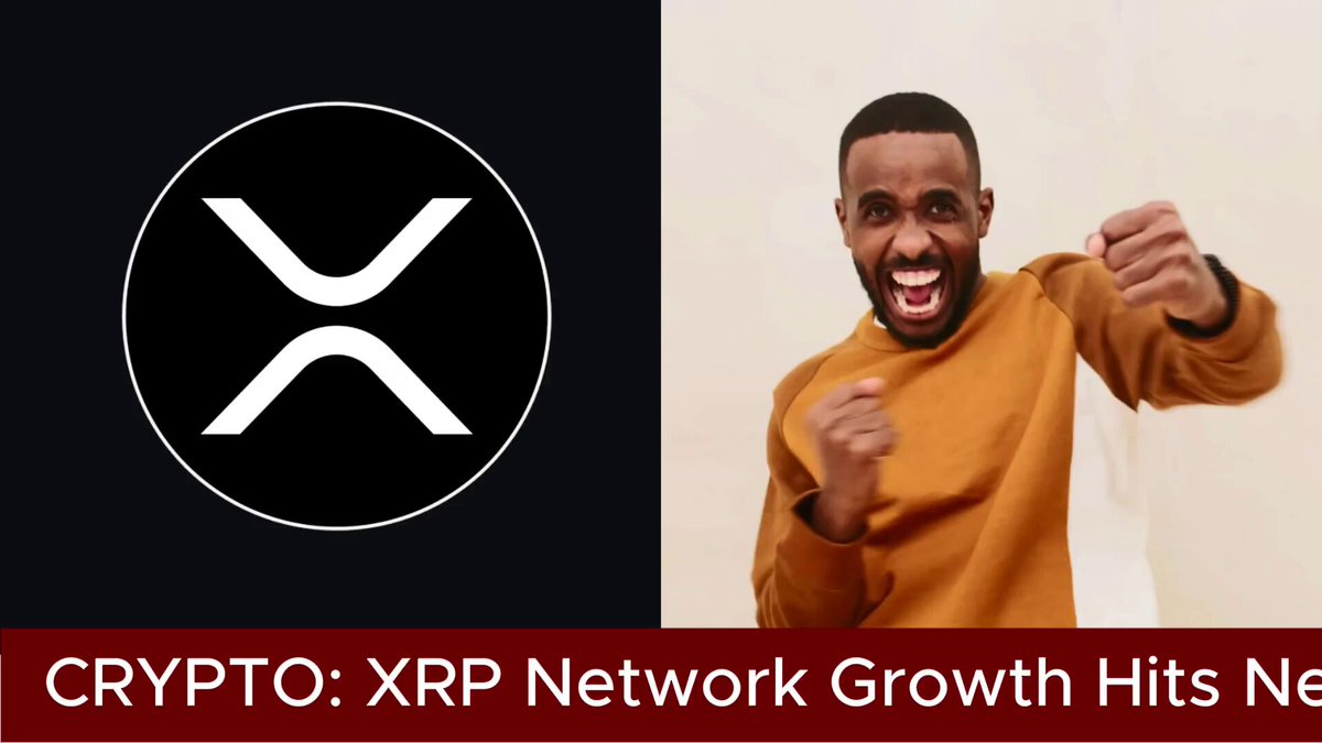 In the image, there's a man with a big smile on his face, wearing an orange sweater and making an excited gesture while standing against a black background featuring a white logo for Bitcoin. The text at the bottom of the image reads "XRP Network Growth Hits New Milestone Messari;s latest State of $XRPL report highlights strong growth across key XRPL metrics in Q1 20260." This suggests that there has been significant success and growth within the XRP network, as indicated by the increase in market capitalization and tokenized real world assets.