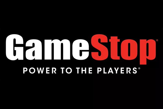 The GameStop logo displayed on a black background with the tagline 'POWER TO THE PLAYERS'.