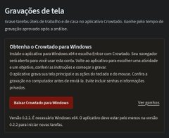 A Windows screenshot displays a prompt titled 'Obtenha o Crowtyd para Windows' suggesting the user install the Crowtyd application to type faster.