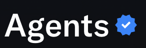 A logo or text graphic on a black background reading 'Agents' followed by a blue verification checkmark badge.