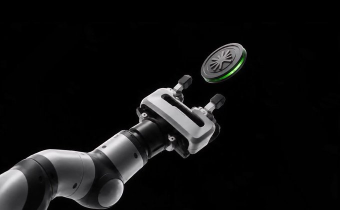 A robotic gripper reaches toward a glowing green $AXIS token, visually symbolizing how participants in the mindshare rewards system can "claim" or "earn" their share of the token reward pool based on their contribution percentage.