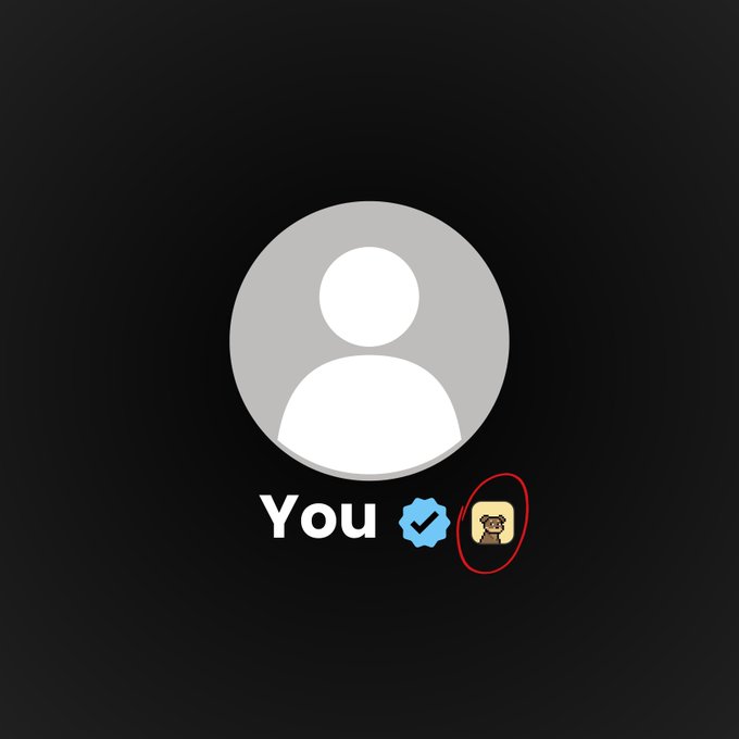 A profile placeholder icon displaying 'You' with a verified checkmark and a small bear emoji circled in red next to it on a dark background.