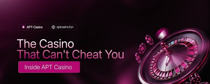 A promotional banner for 'APT-Casino' (aptcasino.fun) with the tagline 'The Casino That Can't Cheat You' and a button reading 'Inside APT Casino', featuring a roulette wheel and chips on a dark pink background.