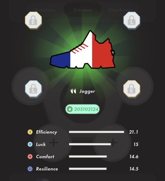 ストアンである image featuring a pair of running shoes with the red, white, and blue colors on them.