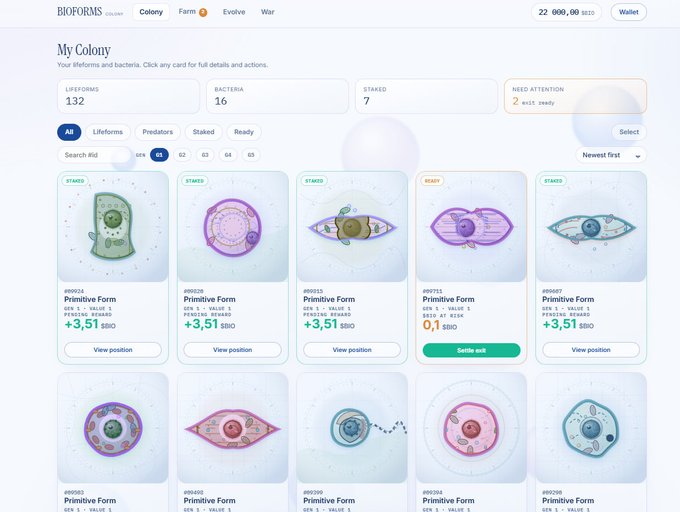 The image shows a website called "bioforms.fun" that has a collection of images related to biology, specifically focusing on cells and other cellular structures. The website displays a list of all the testnet tests that have been completed successfully, with some of them being Primitive Forms. There is also an option for users to submit their application to secure a whitelist spot. The post emphasizes the importance of completing these tests in order to get a whitelist spot and highlights the final chance to do so before going live.