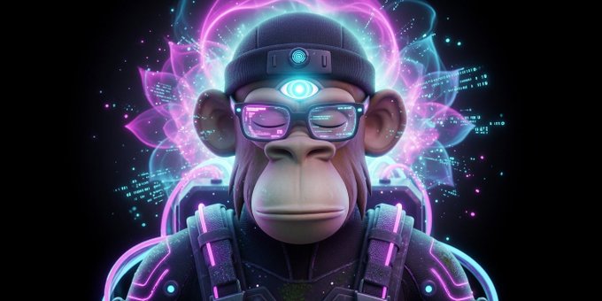 A cyberpunk monkey with a glowing third eye and neon-lit glasses embodies the evolution from passive AI assistants to autonomous agents, visualizing the post's message about transcending the "prompt-and-wait" era in favor of self-executing, multi-step AI capable of deployment and monitoring.