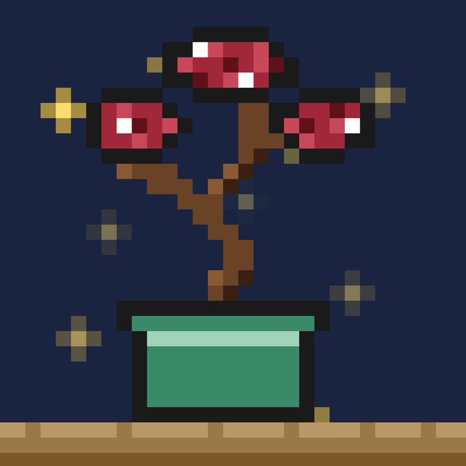 A pixel art image of a piranha plant-like creature with three red, toothy heads on a brown stem emerging from a green pipe against a dark blue background.