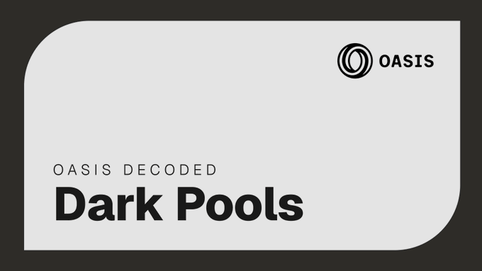 A presentation slide with the OASIS logo in the top right corner, titled 'OASIS DECODED: Dark Pools' in black text on a white background.