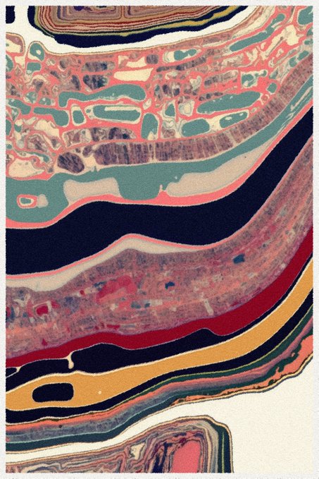 An abstract, marbled artwork featuring flowing organic bands of pink, teal, navy, crimson, gold, and cream colors, resembling layered geological strata or fluid art. The image appears to be promotional artwork for the "Nauthera | Ink Essence" collaboration drop, with the swirling ink-like patterns evoking the "ink essence" theme of the title.